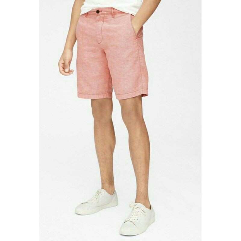 CELANA PRIA GAP CHINO SHORTS IN LINEN COTTON RED SALMON PENDEK