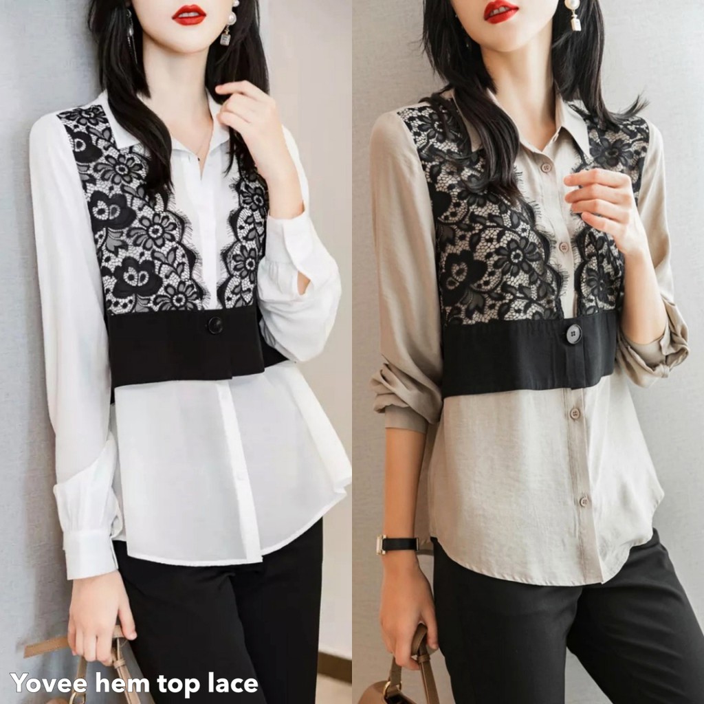 Yovee hem top lace -Thejanclothes