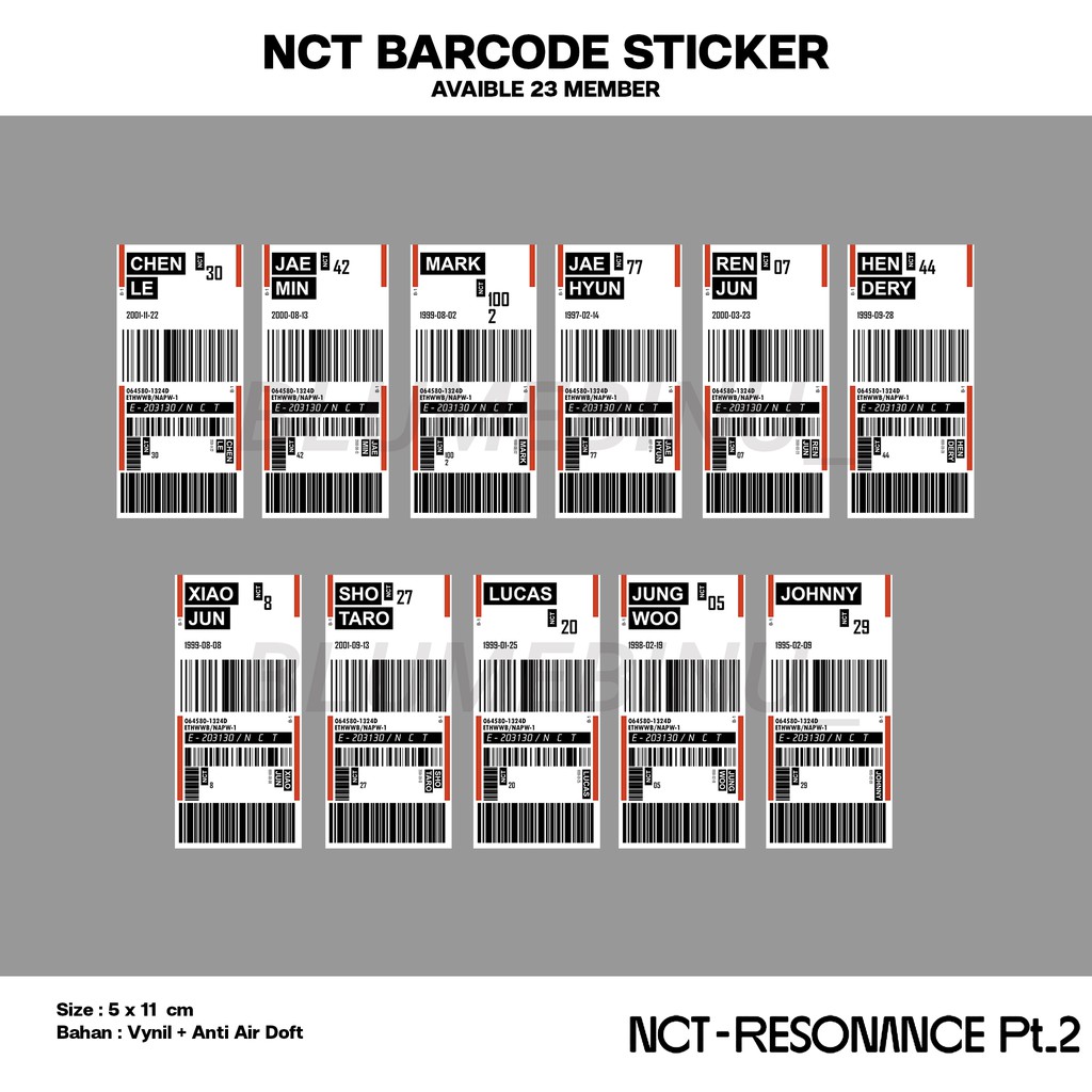 [PART 2] NCT 2020 Barcode Sticker