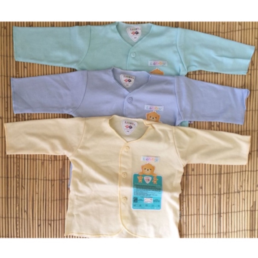 Libby Baby Baju Panjang Polos Warna 3pcs Piyama Bayi