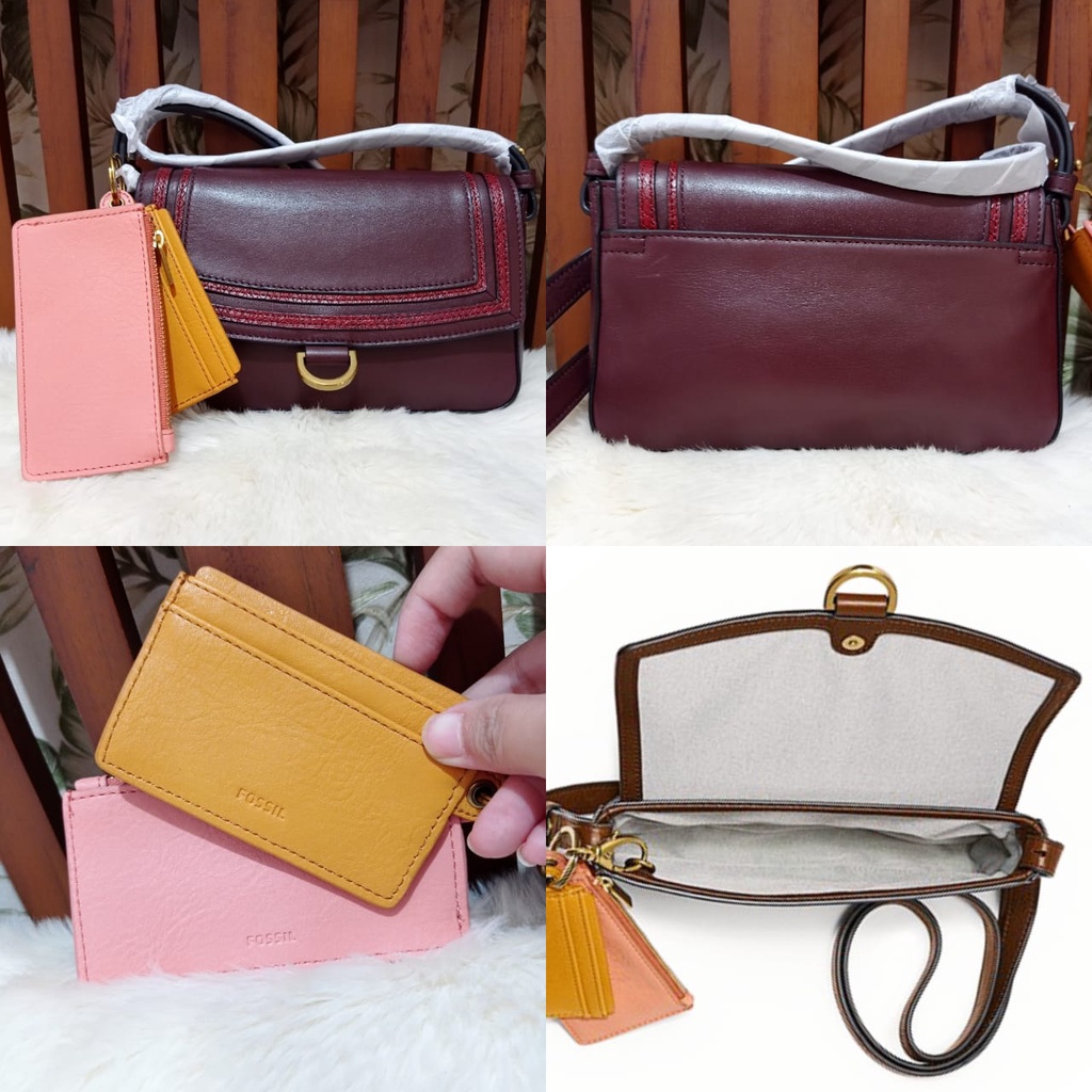 Tas FossilOriginal Millie Mini Bag Claret Red New Original