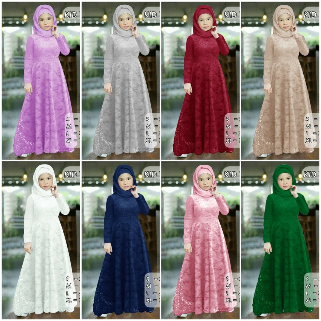 KID YUNI (2-14thn) KID MAXI YUNI / GAMIS ANAK KECIL REMAJA / GAMIS BRUKAT ANAK / YUNI MAXI DRESS BRUKAT ANAK READY 4 UKURAN S-M-L-XL