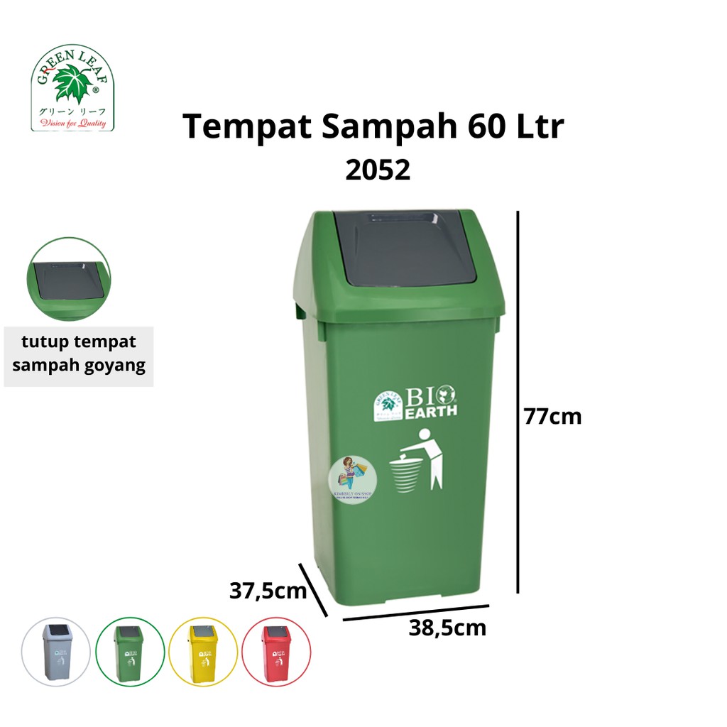 Tempat Sampah BIO Injak 60 Liter 2052 Green Leaf