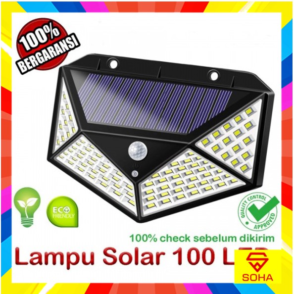 LP-01 Lampu 100 LED Solar Cell Tenaga Surya Matahari Panel Sensor Dinding Taman Outdoor Wall Lamp