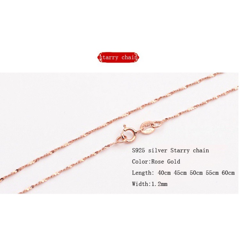 7 gaya Rose Gold Rantai 925 perak Kalung Desain Yang Berbeda/Panjang 18 K Rose gold disepuh tanpa liontin Perhiasan Wanita Hadiah