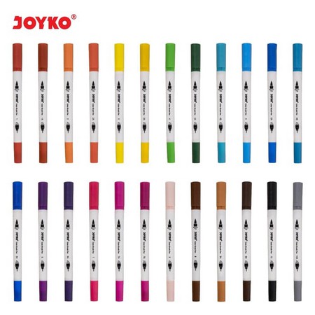 JOYKO COLOR PEN - SPIDOL PERMANEN 2 MATA PENA 12 / 24 WARNA - 12 / 24 COLORS COLORING PERMANENT MARKER / COLOR BRUSH PEN PENA KUAS WARNA CPL 04 / 05 / 06 / 07