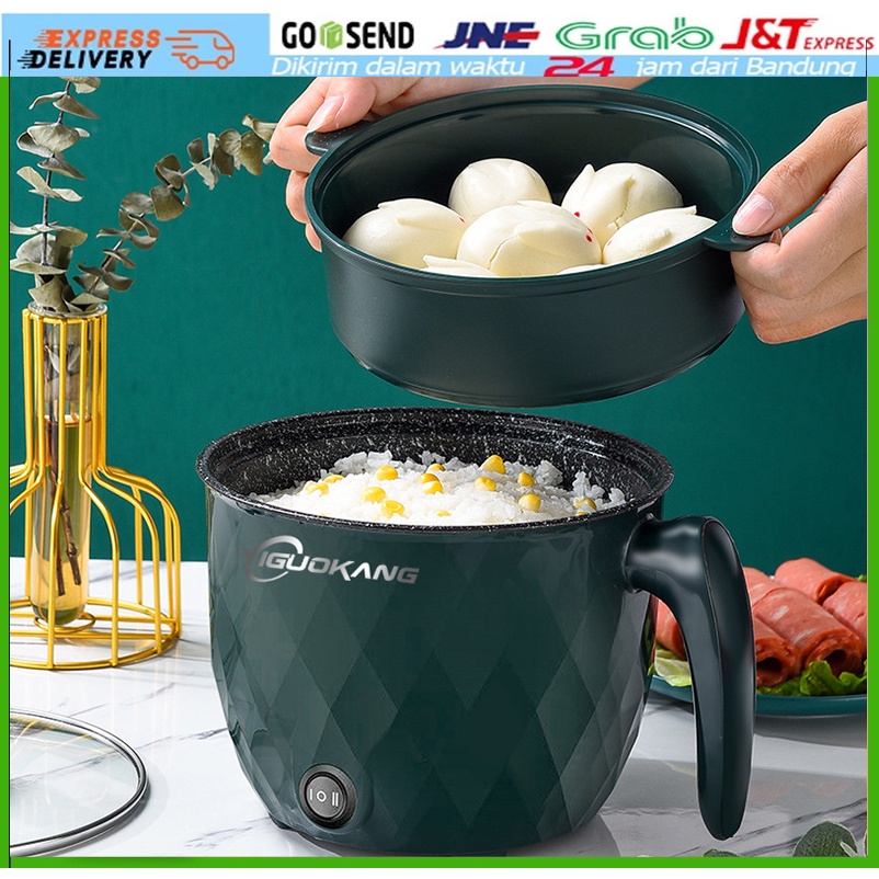 Panci Listrik Multifungsi Dengan Kukusan 1.8L Panci Listrik Serbaguna - Electric Cooking Pot Electric Frypan Panci Listrik Portable Fry Pan