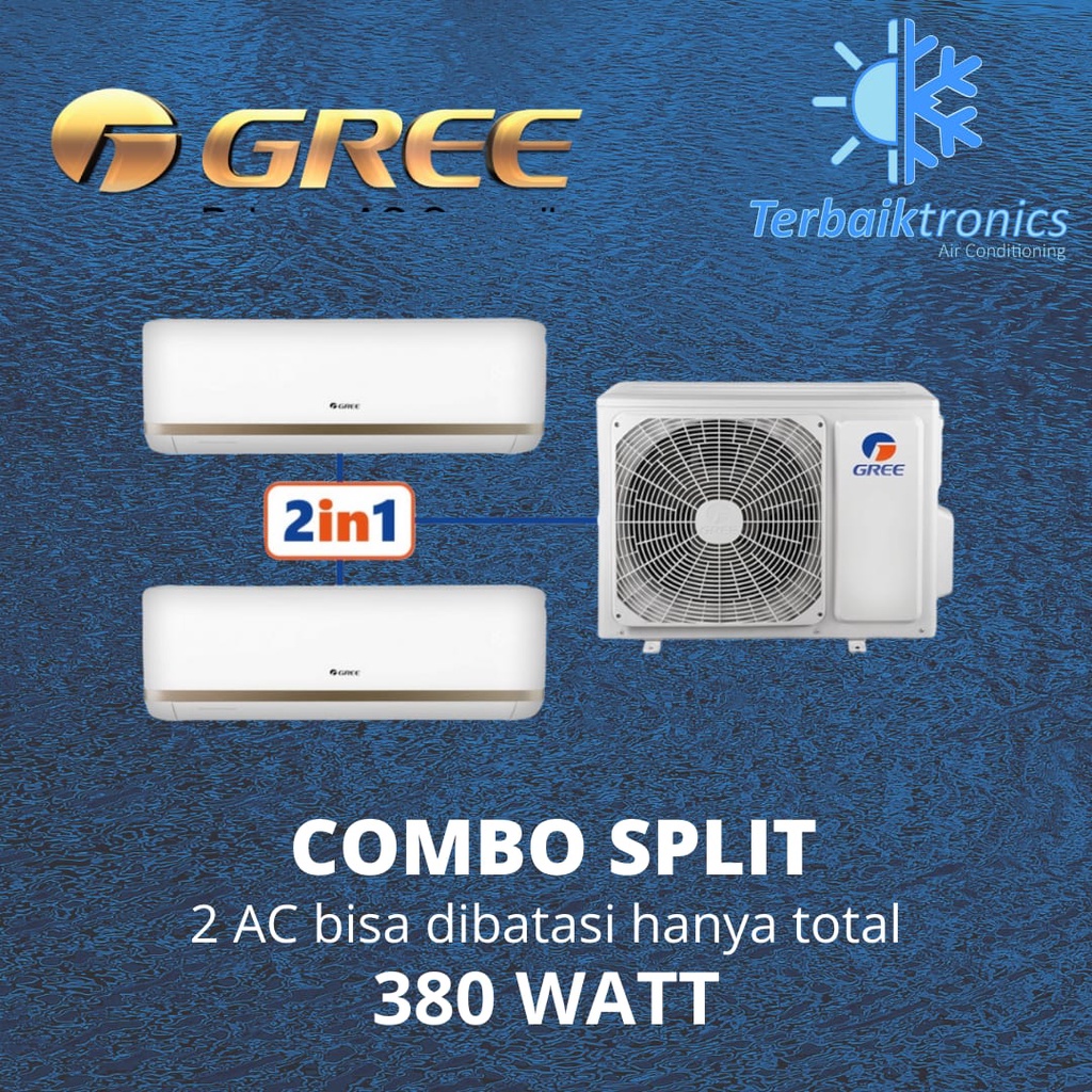 3/4 + 3/4 PK AC Gree Combo Split (2 Indoor) GWC0707CS / GWC 0707 CS