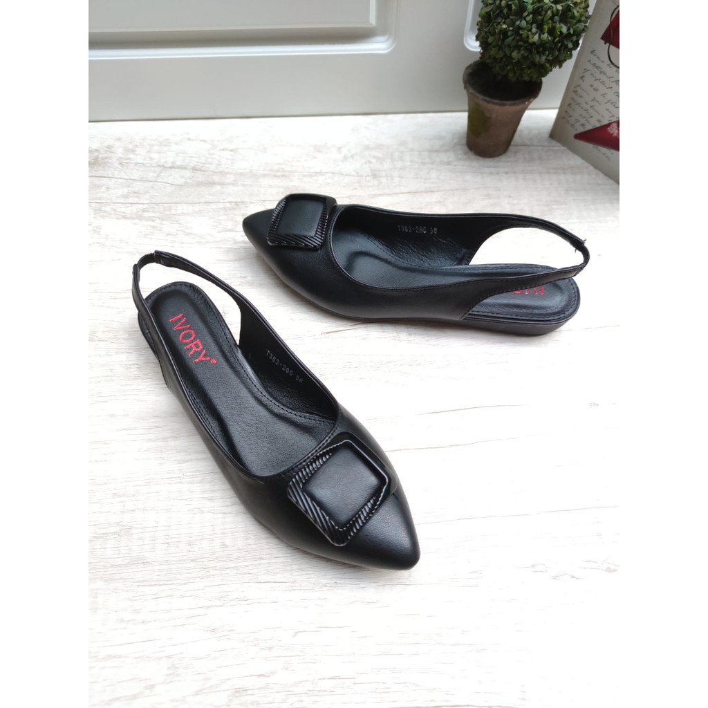 IVORY Sepatu Flat Wanita Tali Belakang Fashion T383-285