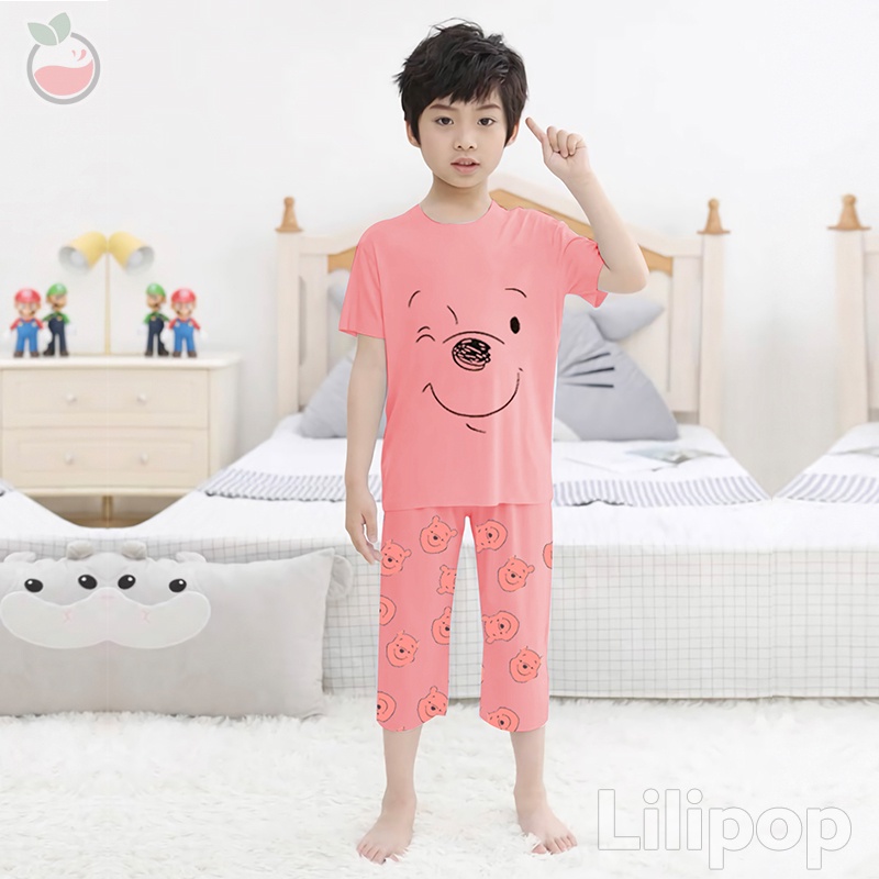 Baju Tidur Anak 3/4 Perempuan dan Laki Usia 1 - 7 Tahun Stelan Celana