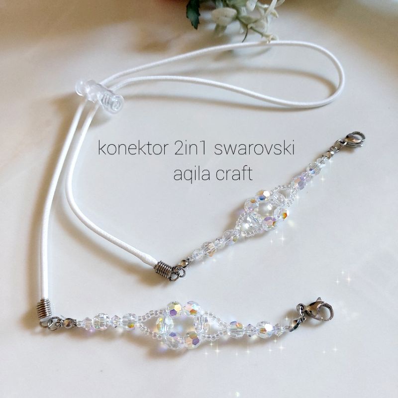 KONEKTOR MASKER SWAROVSKI/KALUNG MASKER SWAROVSKI/1 SET KONEKTOR DAN STAP MASKER SWAROVSKI