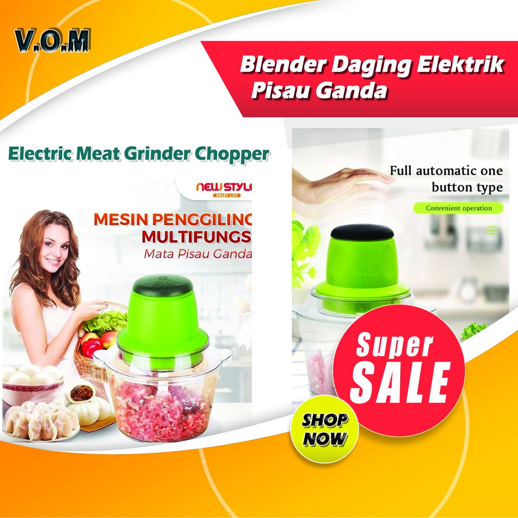 VOM Blender Daging Elektrik Pisau Ganda - Electric Meat Grinder Chopper 0681