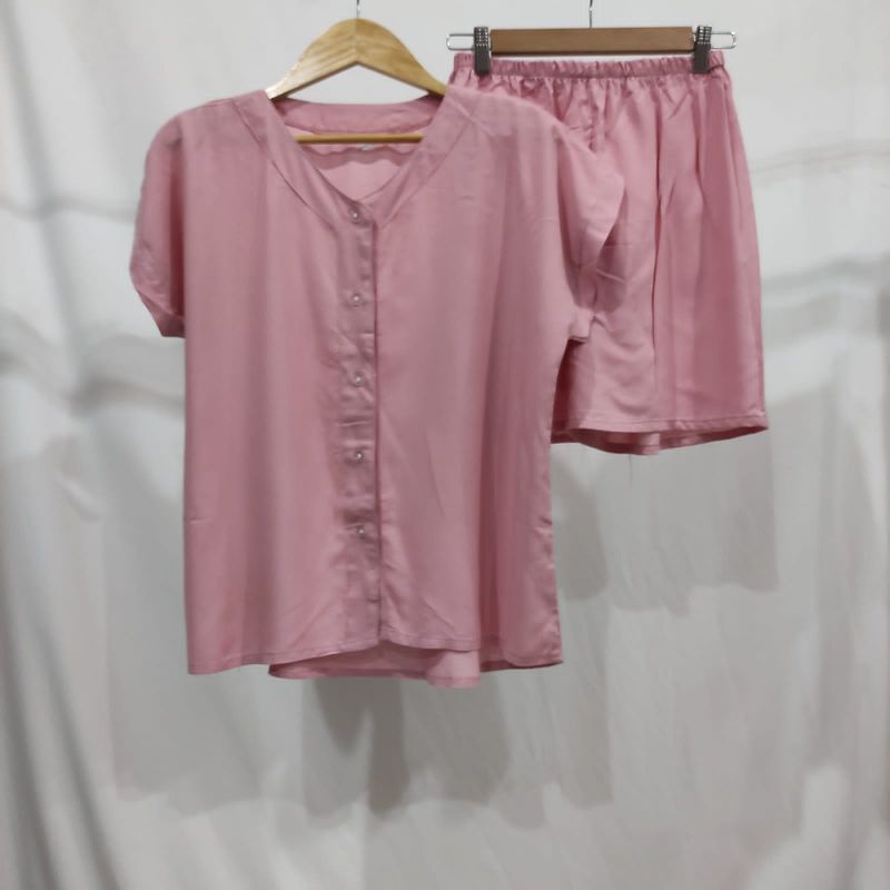 PIYAMA KANCING PENDEK | PIYAMA RAYON | BAJU TIDUR RAYON-VN SALEM