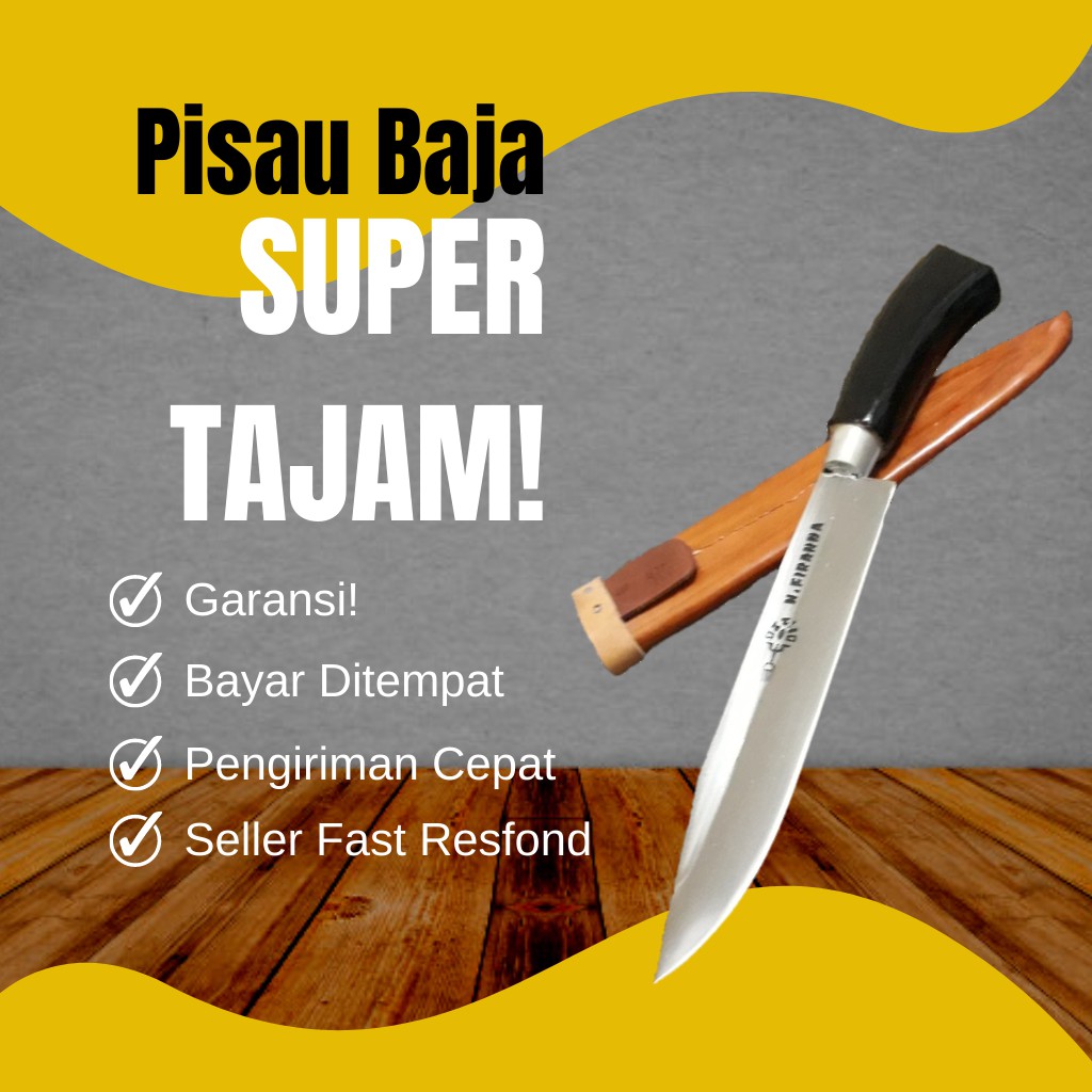 Pisau Baja Super Tajam Per  Asli Daging dan Tulang Sembelih Anti Karat 6Dim
