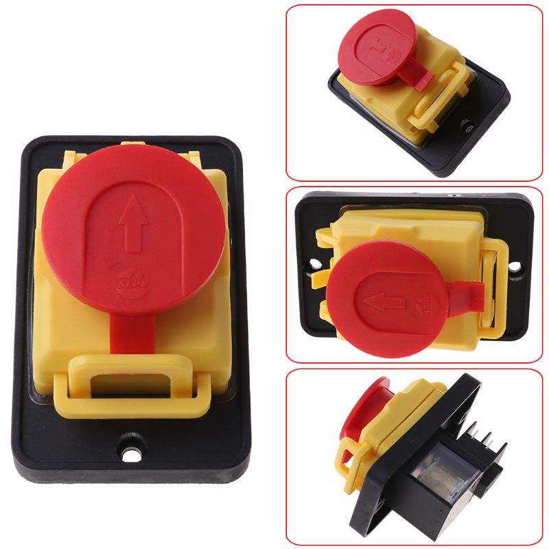 Gro KJD12 250V 4Pin Waterproof Start Stop No Volt Release Pushbutton Switch