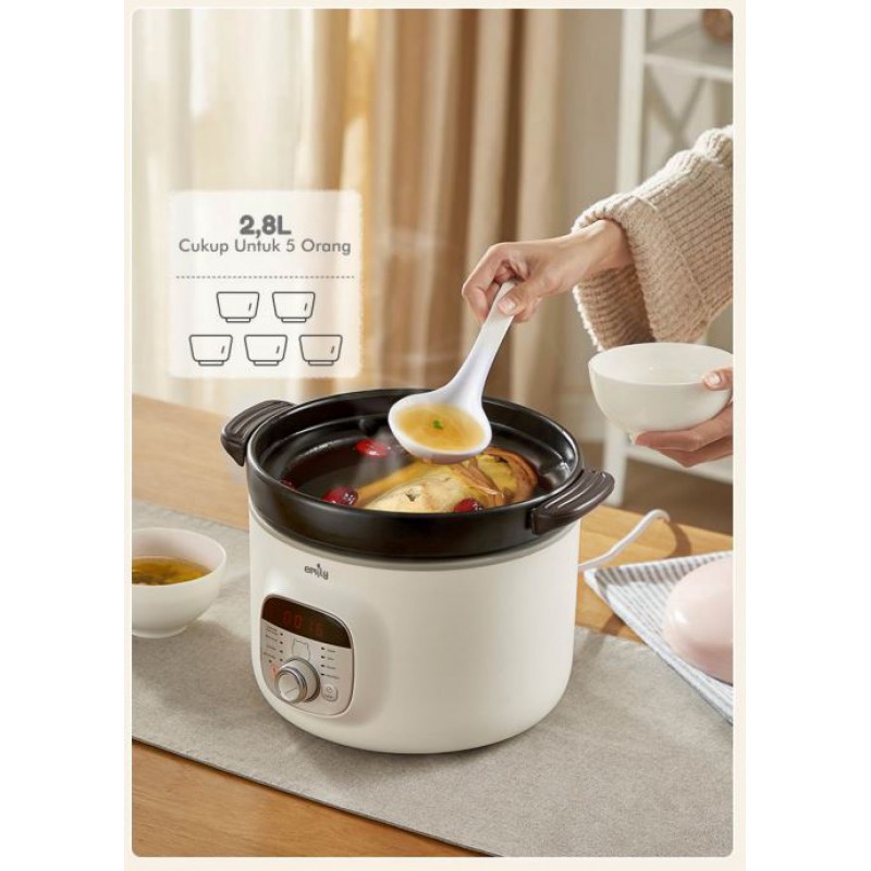 Emily Slow Cooker Clay Coated Pot 2.8L (ESC-33002)