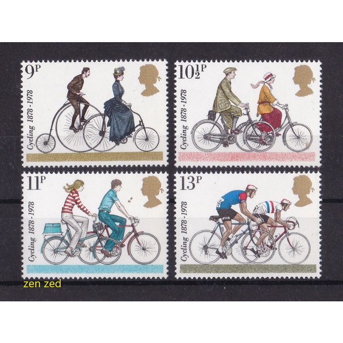 

0230 Perangko Inggris 1978 Bicycles 4v Mnh