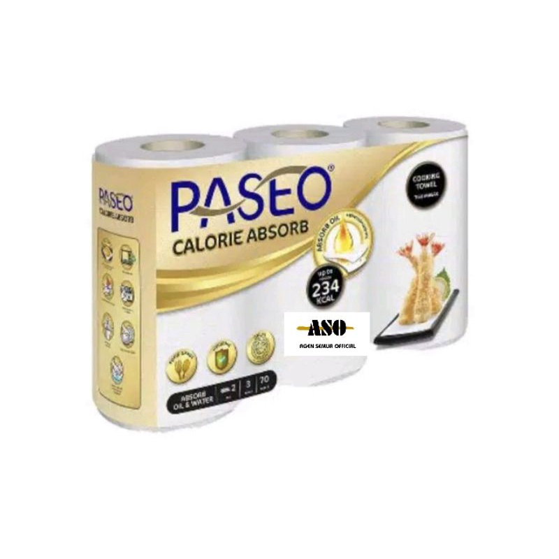 Tisu Tissue paseo tissue dapur kitchen towel 3 roll 70 s - PASEO CALORIE-PASEO TOWEL