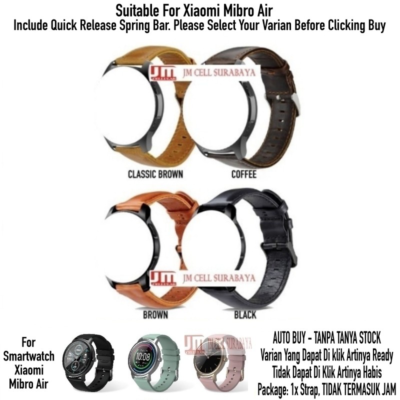 Tali Jam Watch Strap Xiaomi Mibro Air - Genuine Classic Leather Kulit