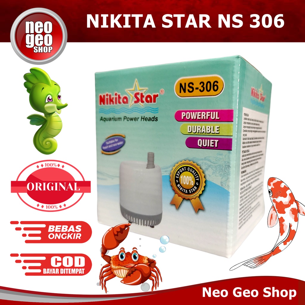 Nikita Star NS306 NS 306 Pompa Celup Power Heads Aquarium Hidroponik