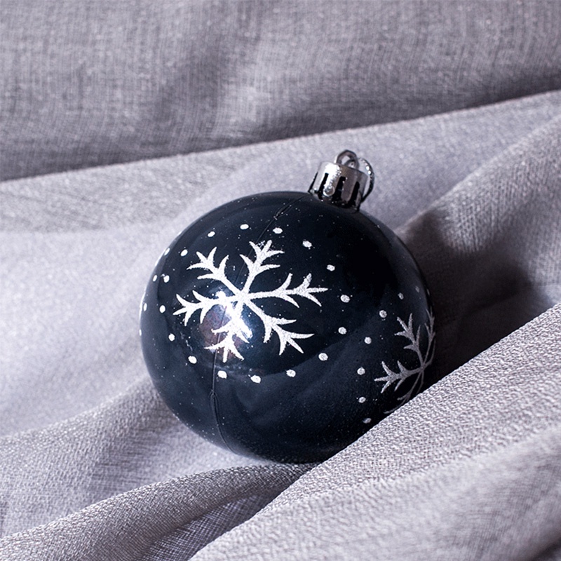 6Pcs/Set Black White Plastic Christmas Balls/ Xmas Tree Hanging Ornaments for New Year Home Party Decor