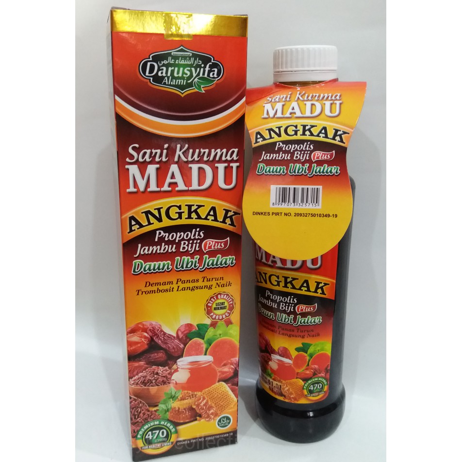 

Sari Kurma Madu ANGKAK Propolis Jambu Biji Plus Daun Ubi Jalar