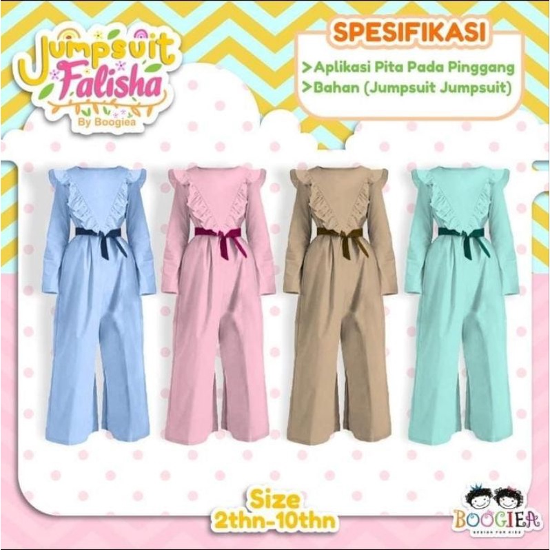 SETELAN JUMPSUIT ANAK JUMPSUIT FALISHA SIZE 2-10 TAHUN by boogiea kids