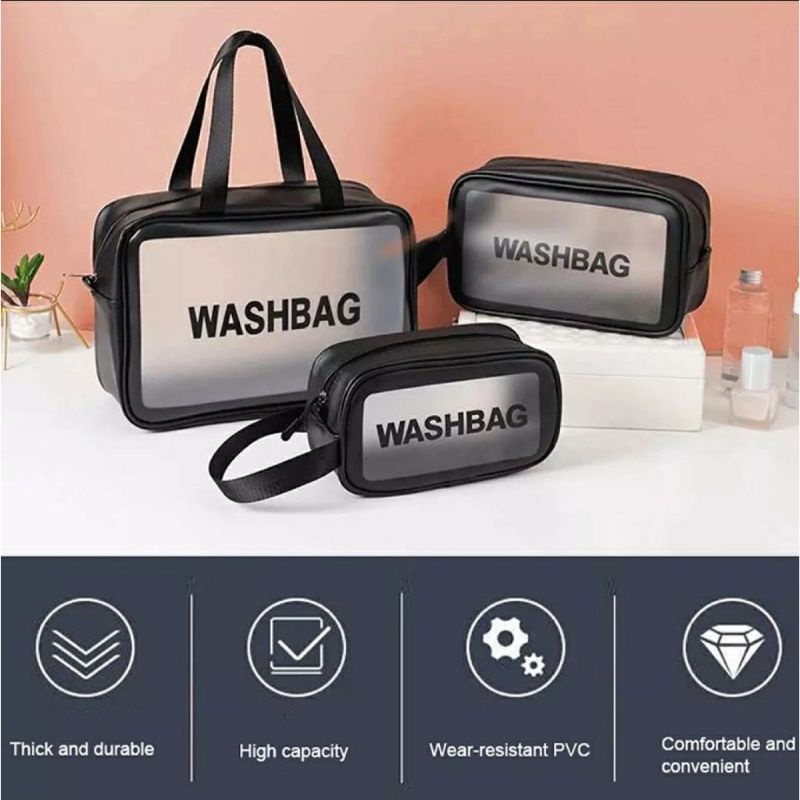 Tas Kosmetik  Pouch Make Up  Wash Bag Transparan Korean Style Toiletry Travel Bag