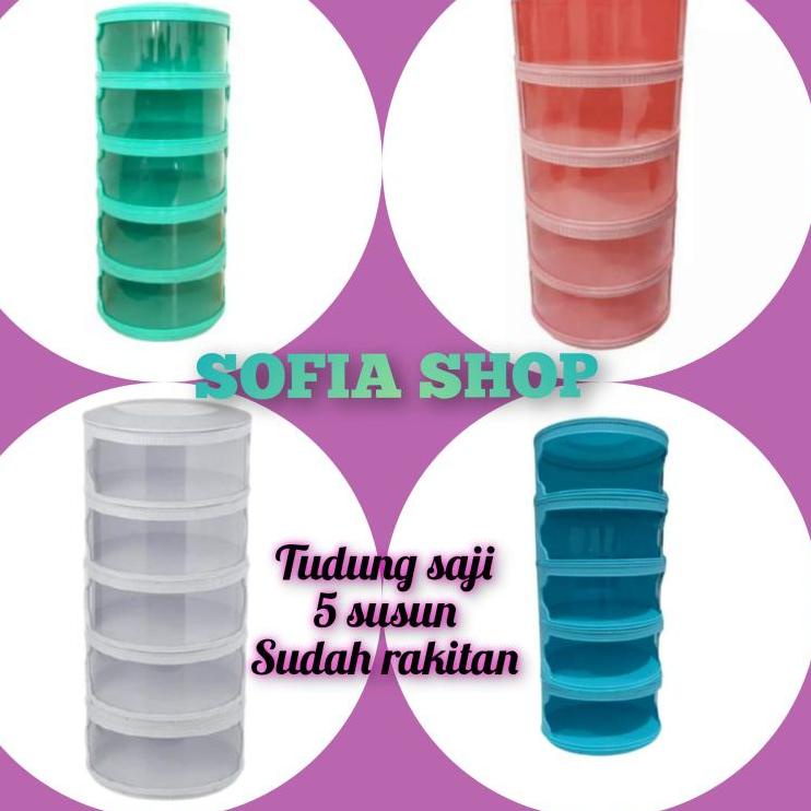 TERBAIK 2kg tudung saji warna 5 susun 5 tingkat PINK BIRU TOSKA PUTIH