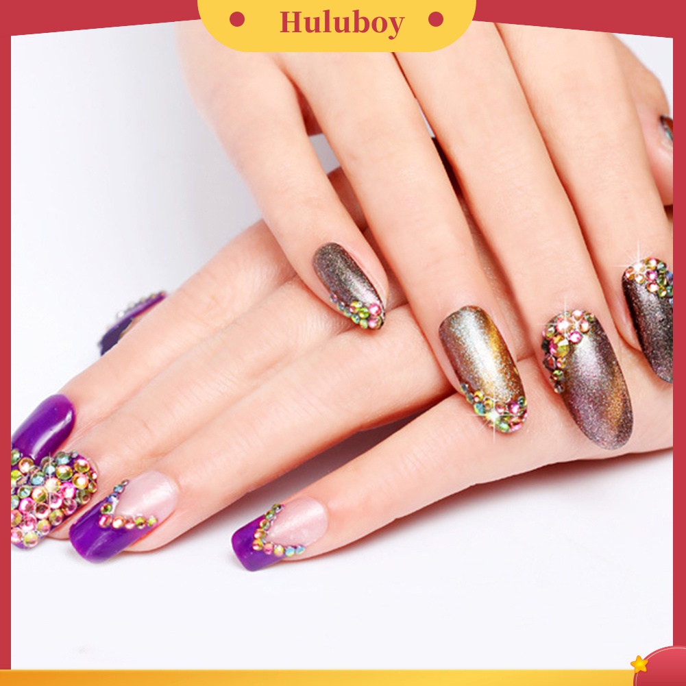 Huluboy Huluboy♡ 1200pcs Stiker Kuku Bling 2mm Warna Campur Bahan Akrilik + Case