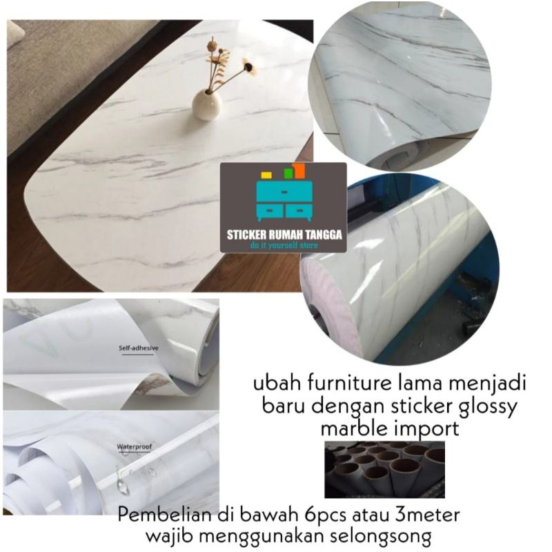 sticker marmer glossy dan anti air bahan tebal PREMIUM BUKAN YANG TIPIS