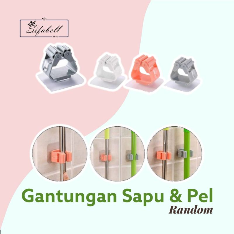 Gantungan Gagang Sapu Pel Dinding Clip Holder Pengait Tempat Perabotan Holder Hook