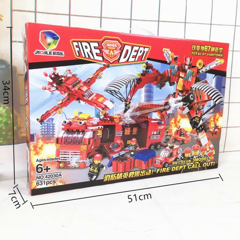 [tma] 632pcs Mainan Balok Susun Robot Mobil Pemadan Kebakaran / Balok Transformer Fire Fighter