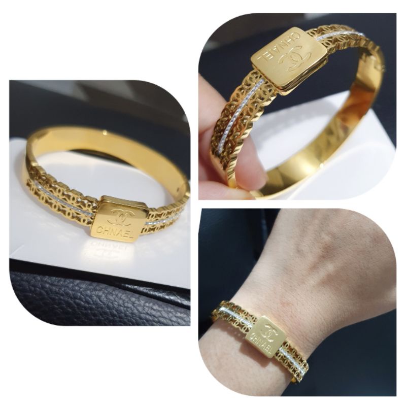 Gelang Titanium Asli Gold Premium Quality Anti Karat Bracelet Stainless Steel Ori 1125