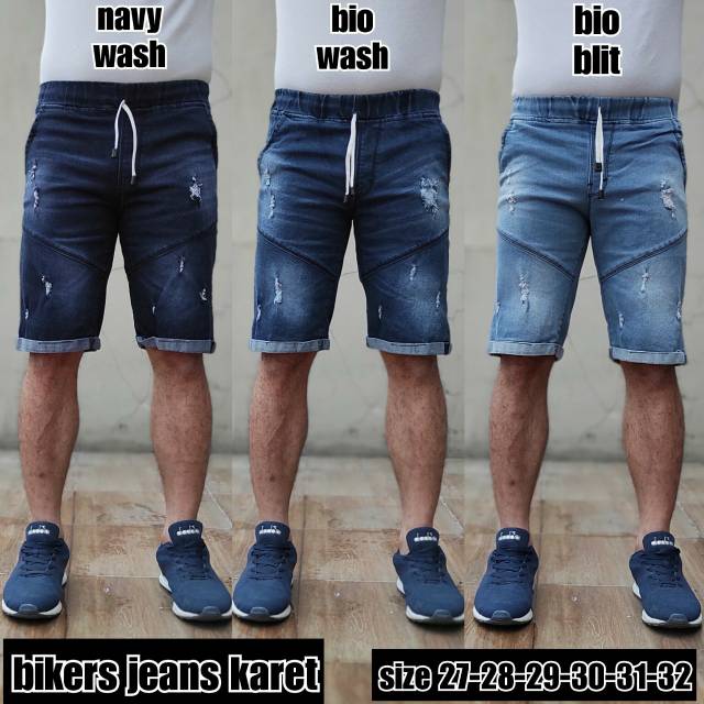 Celana Jeans pendek sobek pria ripped jeans skinny