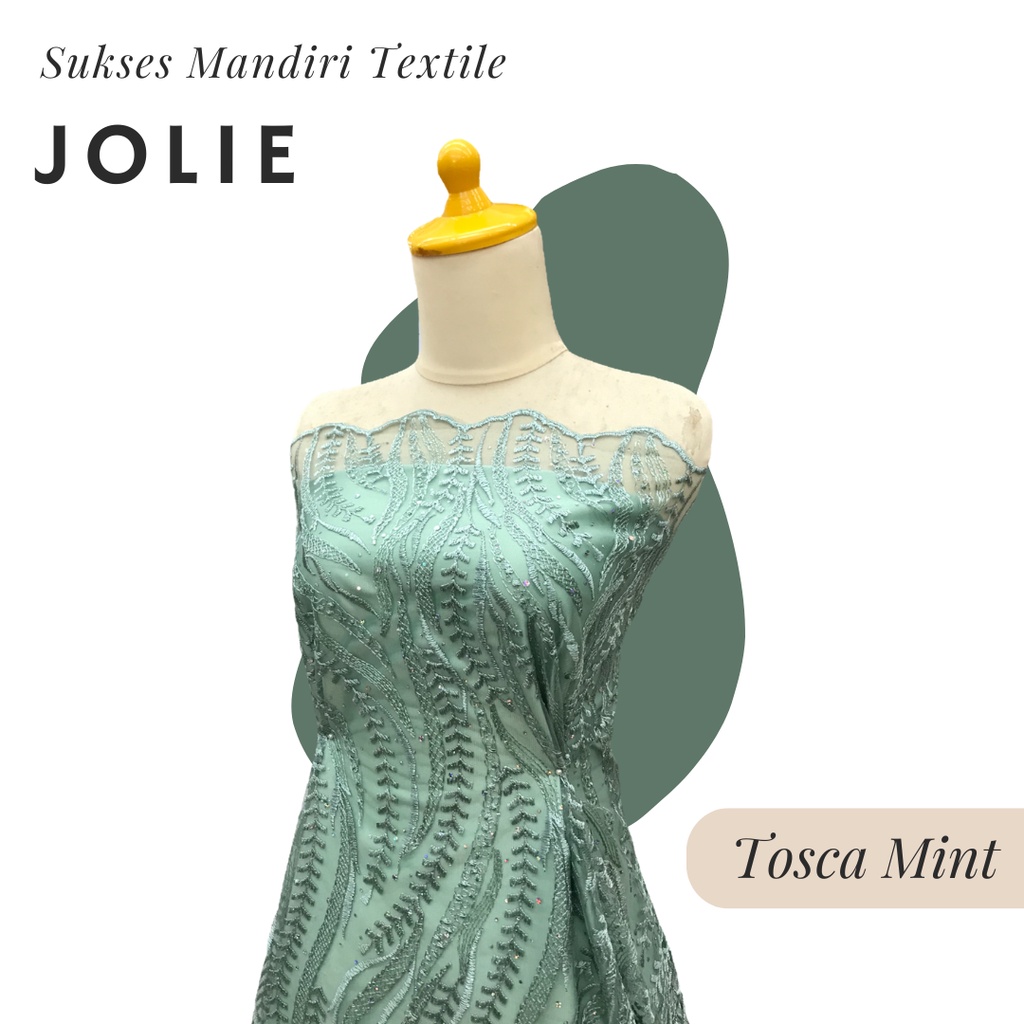 [JOLIE] Brokat Brukat Tile Premium Mewah Warna Tosca Hijau Green Mint Sage | Harga ½ meter = 50 cm (