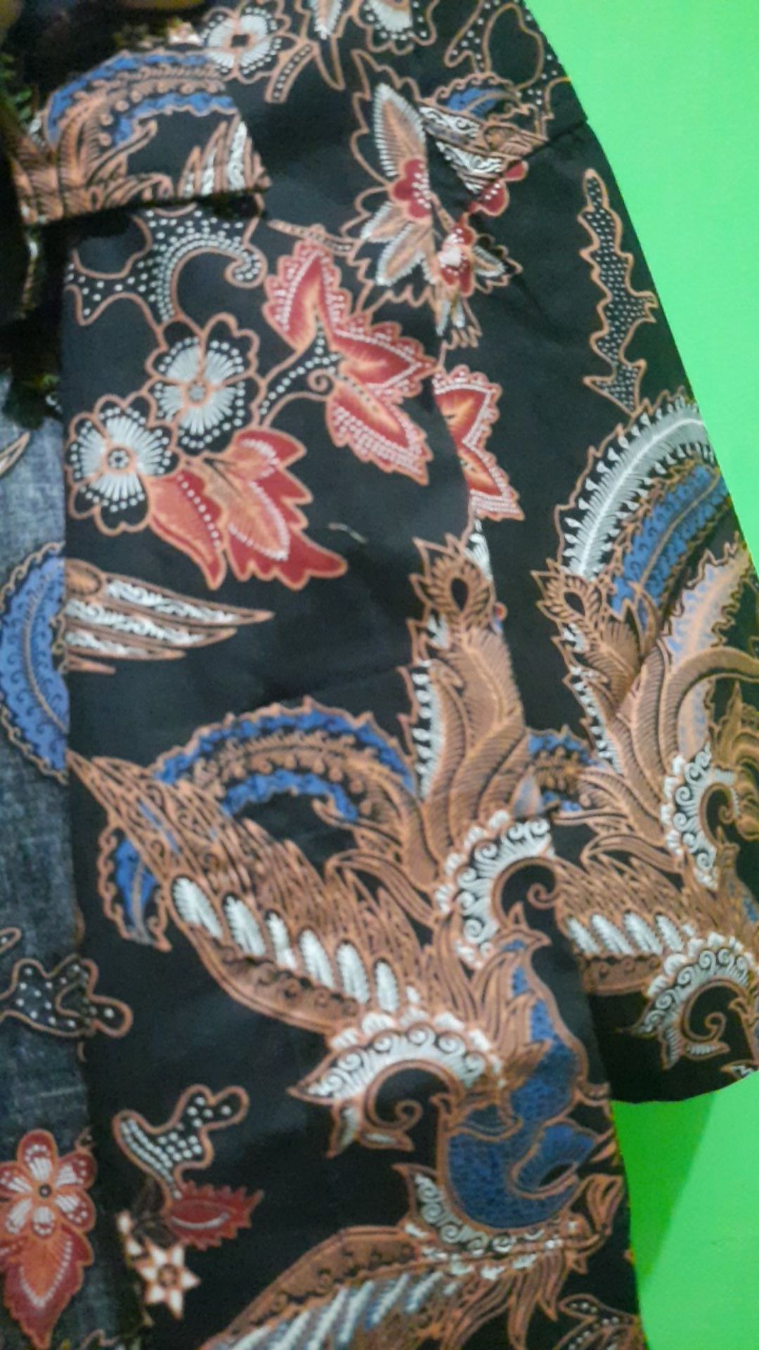 [gridline - S141 Green & Grey] Kemeja Batik Slimfit Pria Katun Lengan Pendek Match Keren Modern