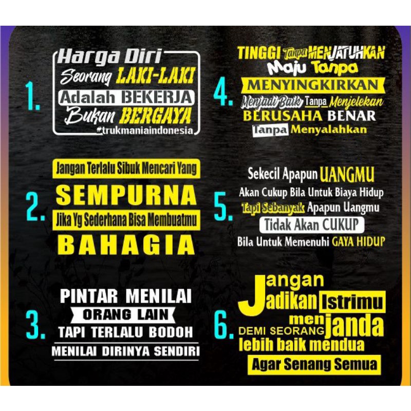 Jual stiker mobil sticker kata kata buat bak TRUCK kaca truck samping