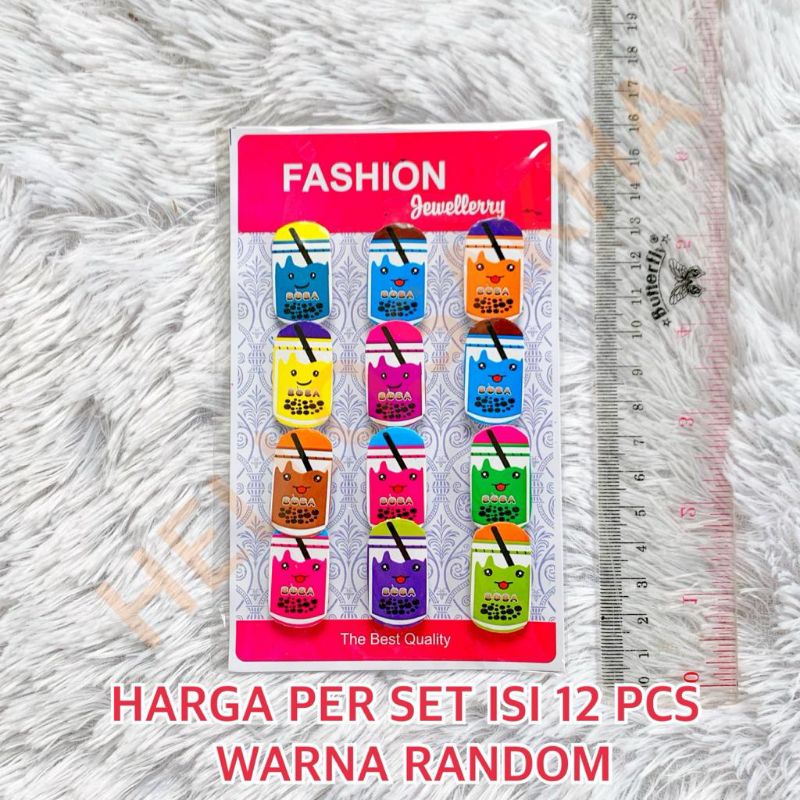 MAINAN BROS PIN JEPIT PENITI GAMBAR BOBA LUCU WARNA WARNI IMUT GEMES ISI 12 PCS