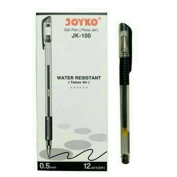 Pulpen / Pena Jel JOYKO Ballpoint Gel Pen 0.5 mm JK-100 Hitam - 1 Lusin