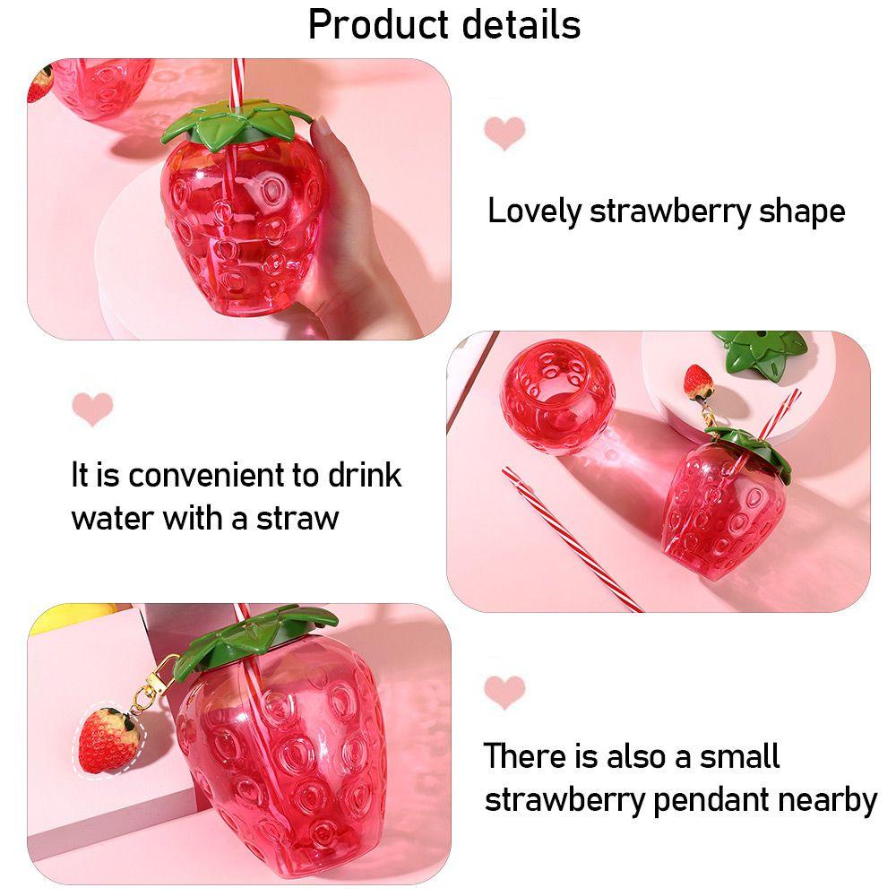 Suyo Strawberry Straw Cup Summer 500ml Botol Air Minum Plastik Food Grade