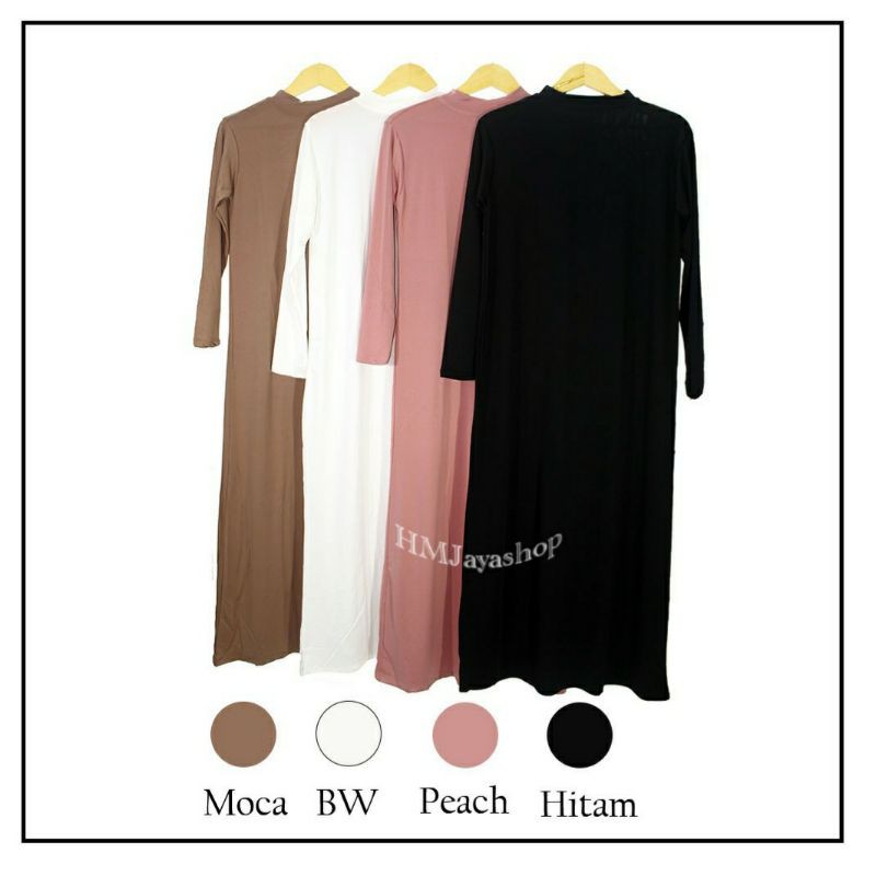 Inner Dress Lengan Panjang Balon Iner Gamis Polos Spandex