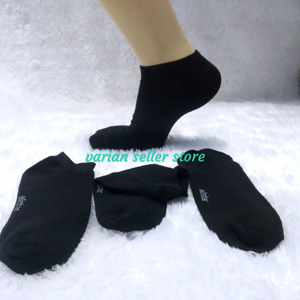 kaos kaki pria pendek hitam polos mata kaki ankle karet tebal sport bahan katun murah