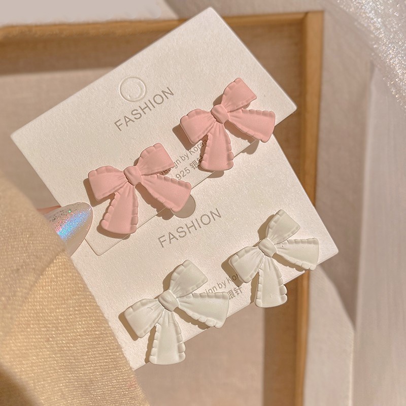 IFYOU Anting Stud Desain Ikatan Simpul Mutiara Strawberry Cherry Bear Gaya Korea Untuk Wanita