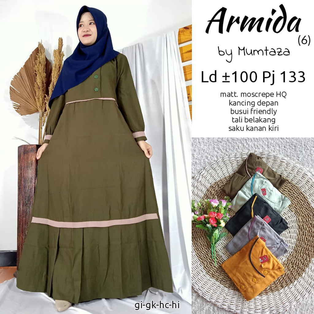 Gamis Moscrepe ARMIDA, Homedress Gamis Moscrepe Polos, Gamis Polos Wanita Termurah