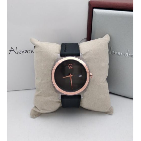 Jam Tangan Alexandre Christie AC 2763 Rose Gold Rubber Black Ladies Original