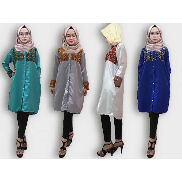 Atasan Tunik Murah Tunik Wanita ELL Tunik Adera Songket Kekinian NN