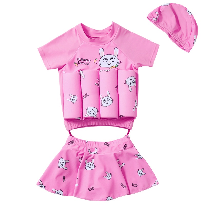 BAJU RENANG APUNG ANAK PEREMPUAN PAKAIAN BERENANG MENGAPUNG ANAK PELAMPUNG MENGAMBANG MOTIF PINK HAPPY EASTER