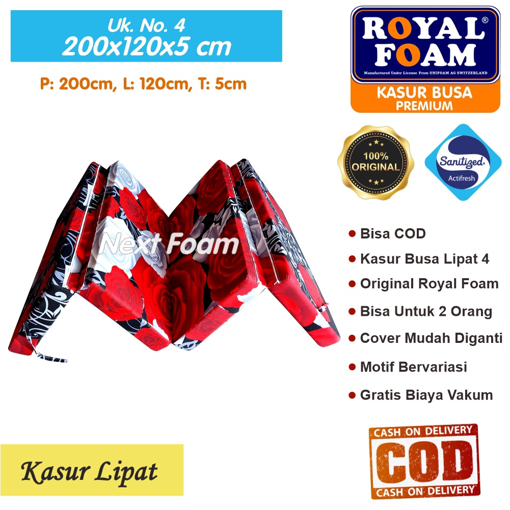 Kasur Busa Lipat Royal Foam Ukuran No 4 200x120x5 cm Tebal 5 cm D16 ORIGINAL