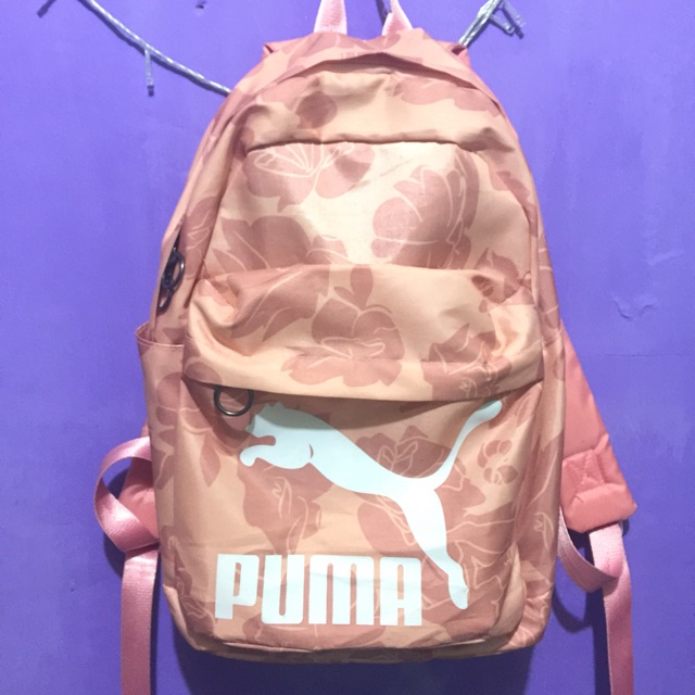 PRELOVED Puma Tas Ransel Motif Bunga Logo Pink Original